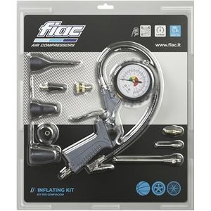 FIAC-inflatiekit voor compressor (inclusief opblaaspistool, 4 metalen spuitmonden, 3 plastic spuitmonden, adapter) - werkdruk: 4-8 bar