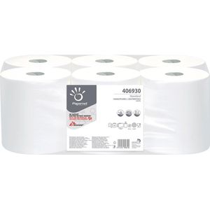 Papernet papieren handdoeken Standard, centerfeed, 1-laags, 292 meter, pak van 6 stuks - wit 8024929266103