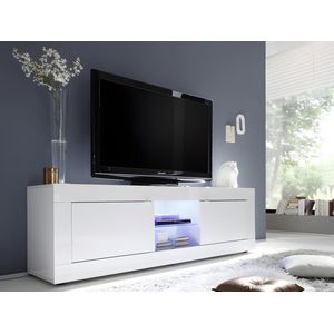 Tv-meubel COMETE - Met led-verlichting - Twee deuren - Wit gelakt L 180 cm x H 56 cm x D 43 cm