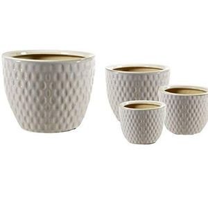 Gicos Set van 4 stuks Cachepot potten rond plantendecoratie tuindecoratie TDS-757426