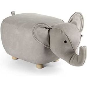 Zitkruk voetenbank vorm olifant kunstleer grijs houten poten 63 x 32 x 30 cm woondecoratie ABY-828782