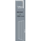 Plieger Economy Schuifdeur 90x185cm (afstelbaar van 88 Tot 94cm) Aluminium Profiel en Druppel Acrylglas