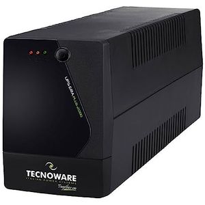 Tecnoware UPS 2000VA voor PC/Modem, NIET voor Gaming/Console, ERA PLUS UPS, 6 IEC, software, bescherming tegen stroomuitval/spanningspieken voor PC, modem, bewaking, kassa, NAS, POS