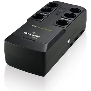 Tecnoware UPS 800VA voor PC/Modem, NIET voor gaming/console, ERA PLUS STRIP, 6 Schuko, software, bescherming tegen stroomuitval/spanningspieken, voor PC, modem, bewaking, kassa, NAS, POS