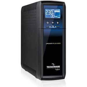 Tecnoware EXA PLUS 1000 omvormer, ononderbroken stroomvoorziening voor spelconsoles en consoles, stil, 8 IEC-uitgangen, autonomie: 30 min/pc of 90 min/router modem - vermogen 1000 VA