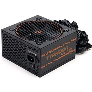 SPYCO Typhoon PS-551, Gaming PSU 550W, 80 PLUS Bronze, Niet-modulair, Geruisloos, ATX-voedingsapparaat, Super Silent ventilator, Teapo condensatoren, Compacte afmetingen, 5 jaar garantie