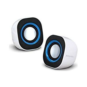 Atlantis Land SoundPower 410 5W Schwarz, Blau, Weiß - Lautsprecher (1-Weg, 2.0 Kanäle, Verkabelt, 5 W, 60-2000 Hz, Schwarz, Blau, Weiß)
