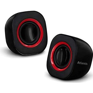 Atlantis Geluidsvermogen 440 Mini-stereo versterkte luidsprekers, glanzend zwart