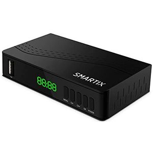 Atlantis SMARTIX DH17 digitale terrestrische decoder DVB T2 HEVC H.265 mpeg2/mpeg4 H264 mediaspeler USB-poort. HDMI en SCART afstandsbediening Learning, Main 10, zwart