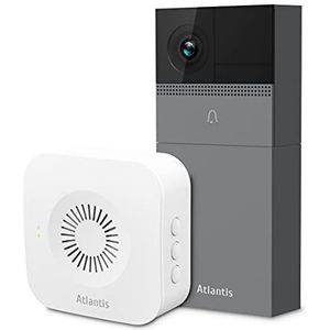 Atlantis Casa Smart video-deurintercom DB910, draadloos, voor buiten, 2 MP, Full HD, PIR-sensor, compatibel met Google Home/Nest en Amazon Alexa Echo Show IR LED-slot micro-SD deurbel, management-app