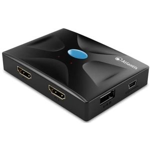 Atlantis KVM HDMI switch USB HDMI KVM schakelaar (toetsenbord, muis, VGA) met 2 poorten HDMI-ingang/uitgang ondersteuning muis en USB-toetsenbord schakelaar voor bedieningsverandering 3840 x 2160/30