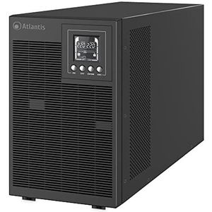 Atlantis A03-OP3002P PRO UPS OnLine continuïteitsgroep, dubbele conversie, zuivere sinusgolf, 3000 VA, 2700 W, LCD-display, USB, RS-232-serie, 4 IEC-uitgangen, SNMP-sleuf, 6 x 12 V-9 Ah