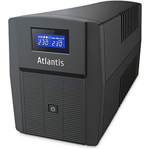 Atlantis A03-HP2003 Ononderbroken sinusgolf Pure 1500VA 900W Line Interactive, LCD-display, USB-HID-aansluiting, 3 IEC-uitgangen + 2 geaarde stopcontacten + alim-kabel, 2 accu's 12V-9Ah, RJ45