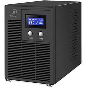 Atlantis A03-HP4003P Ononderbroken sinusgolf 3000 VA, 2100 W, Line-interactive, LCD-display, USB-HID-aansluiting, 6 IEC-uitgangen, 4 12 V-7 Ah batterijen, RS232 seriële poort, SNMP-slot, softwa