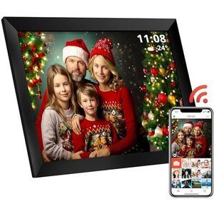 Atlantis 10 inch wifi digitaal frame, touchscreen, foto's en video's delen via app, digitale foto, automatische rotatie, klok en weer, geheugen 1 GB RAM + 16 GB voor foto's,