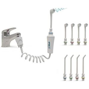 Waterflosser SOWASH FAMILY, kraan monddouche tandheelkundige waterflos, het wordt rechtstreeks aangesloten op de kraan, niet-elektrische tandirrigator, met 8 tips: 4 Vortice Tips + 4 waterstraaltips,