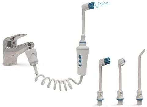 SoWash Dental Monddouche | Trio | Aansluiting op de kraan | Dental Sprinkler zonder batterijen en stroom | 1 kop wervelborstel + 1 hydrojetkop | Italiaans product