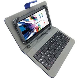 Mediacom M-CASEK7B universele beschermhoes met geïntegreerd Qwerty-toetsenbord voor tablet 7 inch (17,8 cm), blauw