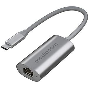 MEDIACOM Adapter USB-C naar LAN netwerkkaart RJ45 Gigabit 1000 met aluminium behuizing