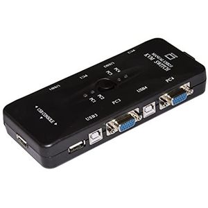 Link LKKWM4 Kvm Switch voor 4 PC USB/VGA met 1 muis, 1 USB-toetsenbord en 1 VGA-monitor met kabels