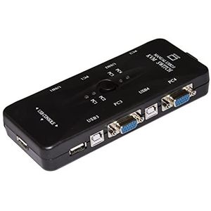 Link lkkwm4 KVM-switch voor 4 USB/VGA-pc's met 1 muis, 1 USB-toetsenbord en 1 VGA-monitor met kabels inbegrepen
