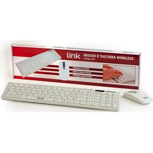 Link LKTAST06 Slim toetsenbord en muis, draadloos, wit [Italiaanse lay-out]