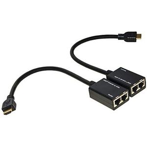 LINK HDMI Extender 2 netwerkkabel CAT 6 tot 30 meter FULL HD zwart