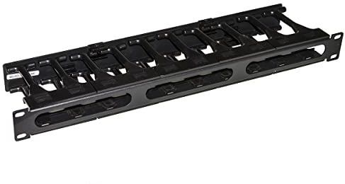 LINK LKORG1UDS Kabelgeleiding voor kasten, 19 inch, 1 U, kooi, hoge dichtheid, met openend deksel, zwart, 11 cm