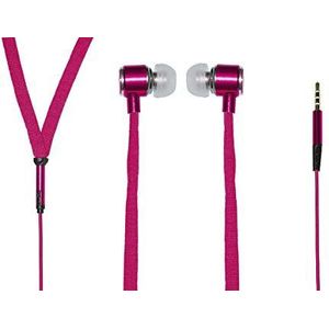 Hoofdtelefoon met microfoon, 3,5 mm, kabel 1,2 m, plat, van linnen, kleur roze