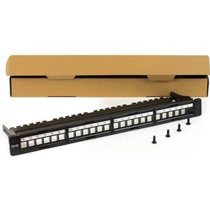 LINK LKPV24R patchpaneel 24 deuren zonder modules met afneembaar frame, zwart