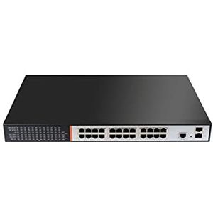 LINK LKSPOE24G Netwerkschakelaar, 24 poorten, Gigabit Poe 300 watt + 2 poorten Sfp voor optische vezels