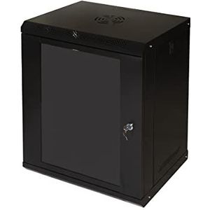 Kast RACK 19"" 9U LINK serie LIGHT KLEUR ZWART MET GLAZEN HOUDER (H x B x L) MM 600 x 400 x 530