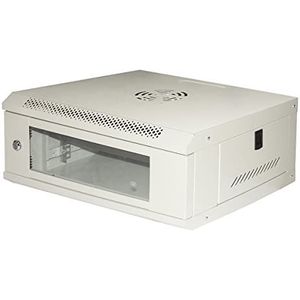 LINK LK191260IP rackkast voor buitennetten met beschermingsklasse IP55 afmetingen 60 x 60 x 60 cm van lichtgrijs metaal met gefilterde ventilatoren capaciteit 12 eenheden en deur van gehard glas