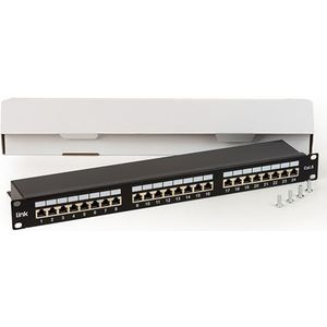 Netwerk-patchpaneel met 24 poorten RJ45 Cat 6 afgeschermd 19"" zwart