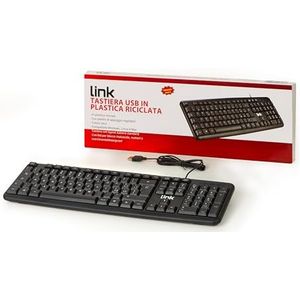 Italiaans USB-toetsenbord met 108 toetsen, kleur: zwart, van gerecycled kunststof