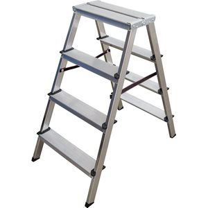 eurokraft basic Tredenboktrap, tweezijdig oploopbaar, 2 x 4 treden
