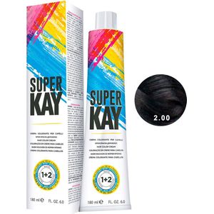 Super Kay crème haarkleur verrijkt met Ultraphlex van Kepro 2.00 donkerbruin 180 ml