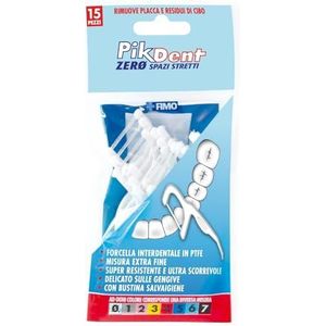 Pikdent - Zero nauwe ruimtes – interdentale vorken met PTFE-band – zo praktisch als een tandenstoker, zo effectief als tandzijde – 15 interdentale vorken