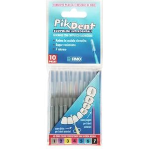 Pikdent Interdentale borstels, kern van gecoat staal en borstelharen van Tynex, maat 1 cilindrisch - borstel, grijs, 0,4 mm, 10 stuks