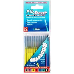 Pikdent Interdentale borstels met kern van gecoat staal en borstelharen van Tynex. Maat 3 geel 0,6 mm cilindrisch - 10 borstels