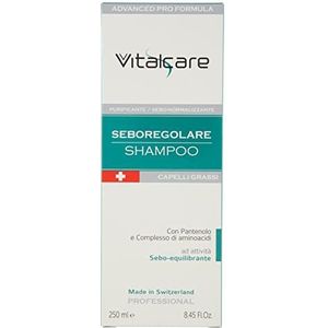Vitalcare | Swiss Seboregulator, zuiverende en normaliserende talgshampoo, met sebo-balancerende activiteit, met panthenol en aminozuurcomplex, 250 ml