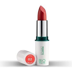 Naturaverde Biologische make-up - lippenstift Shine perzik, glanzende lippenstift, comfortabele lippenstift, damesmake-up, lipstick, cosmetica, lippenstick, perzik, 4g, nr. 02