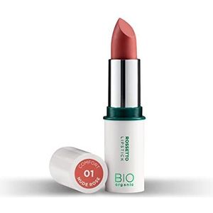 Naturaverde | BIO Make Up - Langhoudende lippenstift, roze naakt, lippenstift, Ultra Comfort, volledige kleur, dekkend, hoge pigmentatie, dames make-up, lipstick, cosmetica, nude roos, 4g, nr. 01