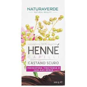 Naturaverde Henna Donkerbruin, haarkleur, haarkleur, haarkleur zonder ammoniak, haarkleuring, 100% plantaardig, professionele haarkleur, tube van 100 g