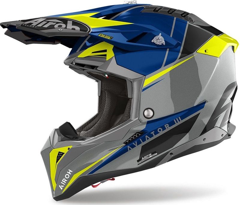 Airoh - Aviator 3 Push - Helm - Blauw - Materiaal: kunststof