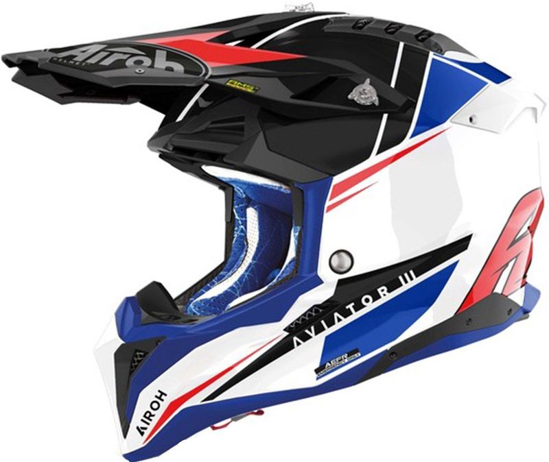 Airoh - Aviator 3 Push - Helm - Blauw Rood - Offroad