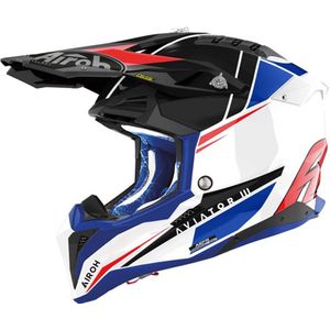 Airoh - Aviator 3 - Offroad Helm - Blauw Rood - Carbon