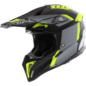 Airoh Aviator 3 Glory, kruishelm, Mat Zwart/Grijs/Neon-Geel, S