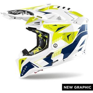 Crosshelm AIROH Aviator 3 Spin Geel-Blauw