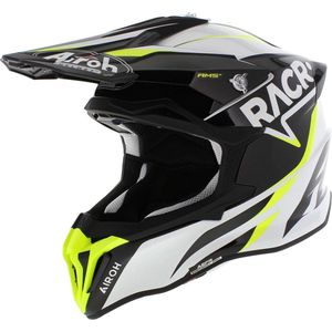 Airoh Strycker crosshelm RACR glans zwart wit fluo geel XL